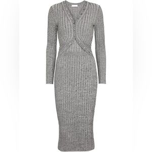 Jonathan Simkhai | Kim midi knit grey compact ribbed dress- large